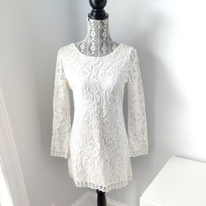 Love Fire Lace Dress with low U back Ivory
